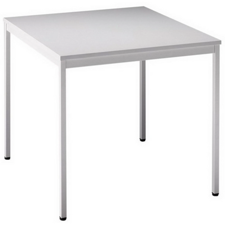 Quadratischer Tisch VEKTOR 5 mit grauer Platte und grauem Gestell von hjh OFFICE PRO