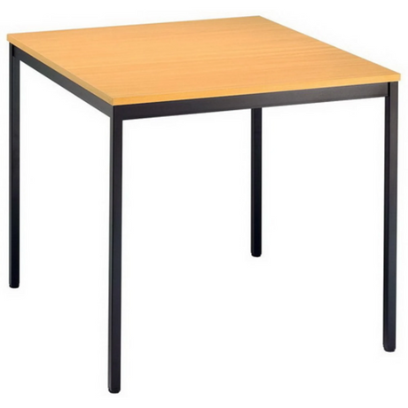 Quadratischer Tisch VEKTOR 6 mit buchenfarbener Platte und schwarzem Gestell von hjh OFFICE PRO