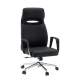 Schwarzer Profi-Chefsessel VELVET ECO mit Chromgestell und Teppichbodenrollen von hjh OFFICE
