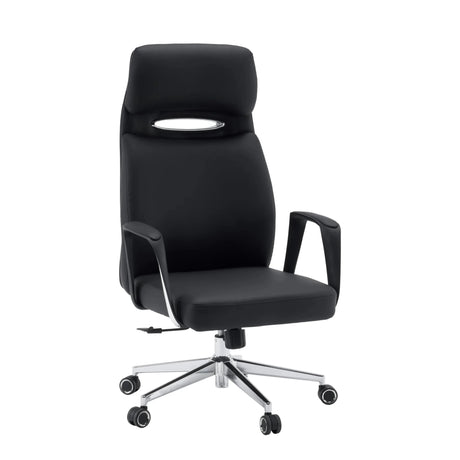Schwarzer Profi-Chefsessel VELVET ECO mit Chromgestell und Teppichbodenrollen von hjh OFFICE