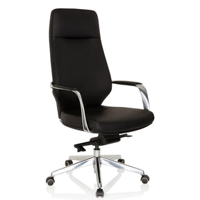 Schwarzer Profi-Chefsessel VELVET mit glänzenden Aluminium-Armlehnen und Sternfuß von hjh OFFICE