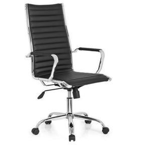 Profi-Chefsessel VEMONA 20 mit schwarzem Lederbezug und glänzenden Chromelementen von hjh OFFICE