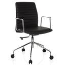 Luxus-Chefsessel VEMONA 30 mit schwarzem Bezug, Chrom-Armlehnen und einem Fußkreuz auf Rollen von hjh OFFICE