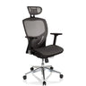 High-End-Bürostuhl VENUS ONE in Schwarz und Silbergrau mit Netzbezug und Kopfstütze von hjh OFFICE