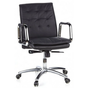 Schwarzer Profi-Chefsessel VILLA 10 mit gestepptem Bezug und verchromten Armlehnen von hjh OFFICE