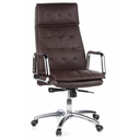 Profi-Chefsessel VILLA 20 mit braunem Kunstlederbezug und verchromten Armlehnen von hjh OFFICE
