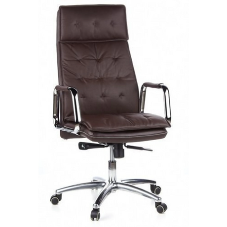 Profi-Chefsessel VILLA 20 mit braunem Kunstlederbezug und verchromten Armlehnen von hjh OFFICE