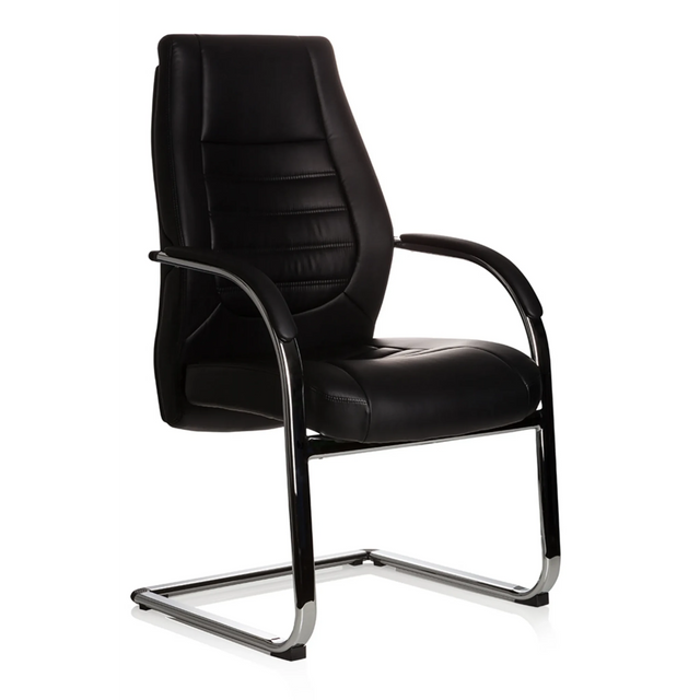 Schwarzer Freischwinger VITORO V mit glänzendem Chromgestell und Armlehnen von hjh OFFICE