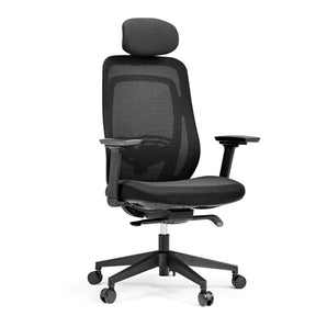 Schwarzer Profi-Bürostuhl Vivadapt mit Netzrückenlehne, Kopfstütze und Armlehnen von hjh OFFICE