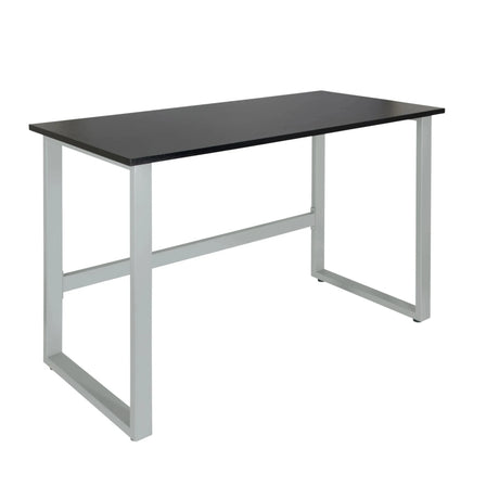 Schreibtisch WORKSPACE LIGHT I in Graphit mit einer rechteckigen Platte und silbernem Metallgestell von hjh OFFICE