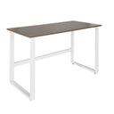Schreibtisch WORKSPACE LIGHT I mit brauner Walnuss-Platte und weißem Metallgestell von hjh OFFICE