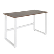 Schreibtisch WORKSPACE LIGHT I mit brauner Walnuss-Platte und weißem Metallgestell von hjh OFFICE