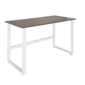 Schreibtisch WORKSPACE LIGHT I mit brauner Walnuss-Platte und weißem Metallgestell von hjh OFFICE