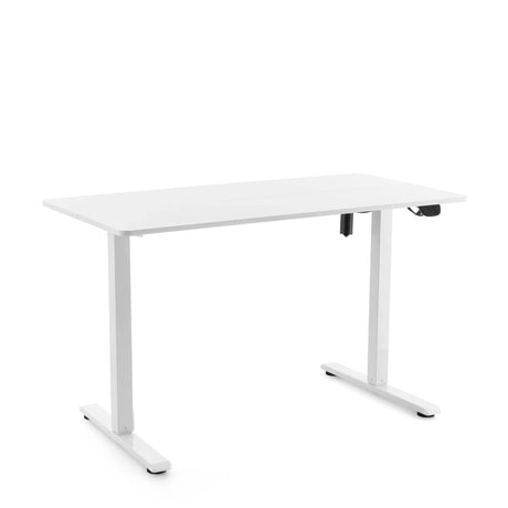 Elektrisch höhenverstellbarer Schreibtisch Worktime in Weiß mit einer rechteckigen Platte von hjh OFFICE