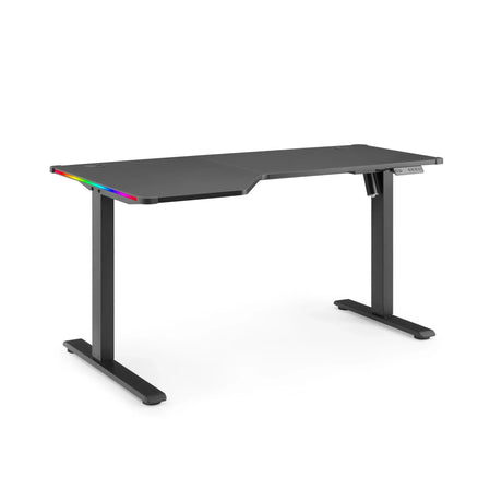 Elektrisch höhenverstellbarer Schreibtisch Worktime Game in Schwarz mit Eckaussparung und RGB-Beleuchtung von hjh OFFICE