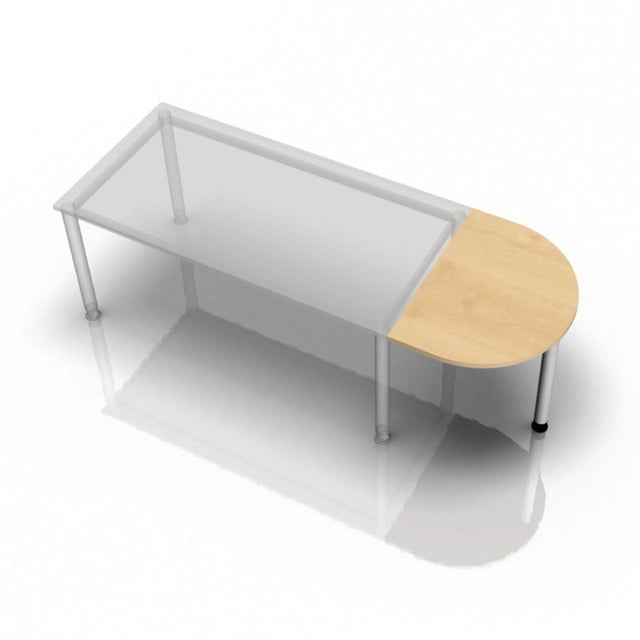 Ansatztisch XBA60 S / XBA80 S in Ahorn-Optik mit halbkreisförmiger Tischplatte von hjh OFFICE PRO