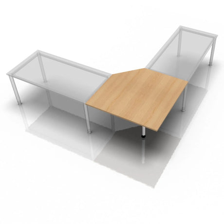 Trapezschreibtisch XBE90 S / XBE91 S / XBT12 S mit eichenfarbener Platte und silbernen Beinen von hjh OFFICE PRO