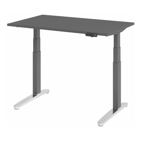 Elektrisch höhenverstellbarer Schreibtisch XBHM 12 GC in Graphit mit digitalem Display von hjh OFFICE PRO