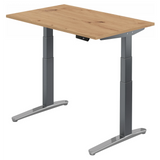 Elektrisch höhenverstellbarer Schreibtisch XBHM 12 GC in Asteiche mit grauen Beinen von hjh OFFICE PRO