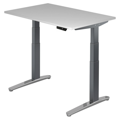 Elektrisch höhenverstellbarer Schreibtisch XBHM 12 GC in Grau mit digitalem Display von hjh OFFICE PRO