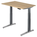Elektrisch höhenverstellbarer Schreibtisch XBHM 12 GC in Eiche mit grauen Beinen von hjh OFFICE PRO