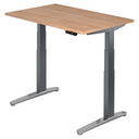 Elektrisch höhenverstellbarer Schreibtisch XBHM 12 GC in Nussbaum-Optik mit grauem Gestell von hjh OFFICE PRO