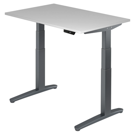 Elektrisch höhenverstellbarer Schreibtisch XBHM 12 GG in Grau mit digitalem Bedienfeld von hjh OFFICE PRO
