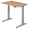 Elektrisch höhenverstellbarer Schreibtisch XBHM 12 SS mit Nussbaum-Platte und grauem Gestell von hjh OFFICE PRO