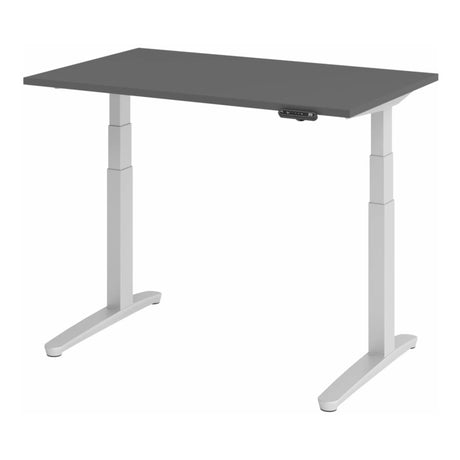 Elektrisch höhenverstellbarer Schreibtisch XBHM 12 SS in Graphit mit weißem Gestell von hjh OFFICE PRO