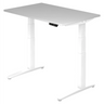 Elektrisch höhenverstellbarer Schreibtisch XBHM 12 WW in Grau mit digitalem Display von hjh OFFICE PRO