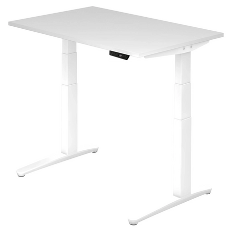 Elektrisch höhenverstellbarer Schreibtisch XBHM 12 WW in Weiß mit digitalem Display von hjh OFFICE PRO