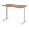 Elektrisch höhenverstellbarer Schreibtisch XBHM 14 SS in Nussbaum mit weißem Gestell und Display von hjh OFFICE PRO