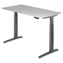 Elektrisch höhenverstellbarer Schreibtisch XBHM 16 GG in Grau mit digitalem Display von hjh OFFICE PRO