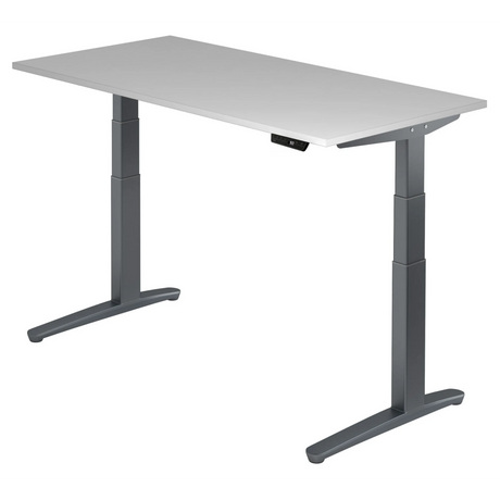 Elektrisch höhenverstellbarer Schreibtisch XBHM 16 GG in Grau mit digitalem Display von hjh OFFICE PRO