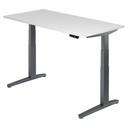Elektrisch höhenverstellbarer Schreibtisch XBHM 16 GG mit weißer Tischplatte und grauen Beinen von hjh OFFICE PRO