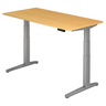 Elektrisch höhenverstellbarer Schreibtisch XBHM 16 SS in Bucheoptik mit grauem Gestell von hjh OFFICE PRO