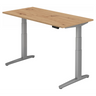 Elektrisch höhenverstellbarer Schreibtisch XBHM 16 SS in Asteiche mit silbernem Gestell von hjh OFFICE PRO