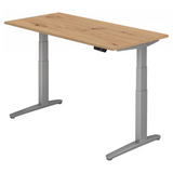 Elektrisch höhenverstellbarer Schreibtisch XBHM 16 SS in Asteiche mit silbernem Gestell von hjh OFFICE PRO