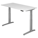 Elektrisch höhenverstellbarer Schreibtisch XBHM 16 SS in Weiß mit digitalem Display von hjh OFFICE PRO
