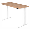 Elektrisch höhenverstellbarer Schreibtisch XBHM 16 WW mit Nussbaumplatte und weißem Gestell von hjh OFFICE PRO