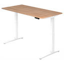 Elektrisch höhenverstellbarer Schreibtisch XBHM 16 WW mit Nussbaumplatte und weißem Gestell von hjh OFFICE PRO