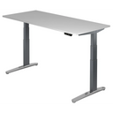 Elektrisch höhenverstellbarer Schreibtisch XBHM 19 GC in Grau mit digitalem Display von hjh OFFICE PRO