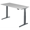 Elektrisch höhenverstellbarer Schreibtisch XBHM 19 GG in Grau mit digitalem Display von hjh OFFICE PRO