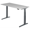 Elektrisch höhenverstellbarer Schreibtisch XBHM 19 GG in Grau mit digitalem Display von hjh OFFICE PRO