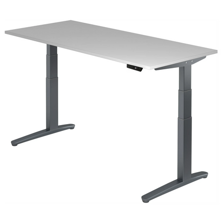 Elektrisch höhenverstellbarer Schreibtisch XBHM 19 GG in Grau mit digitalem Display von hjh OFFICE PRO
