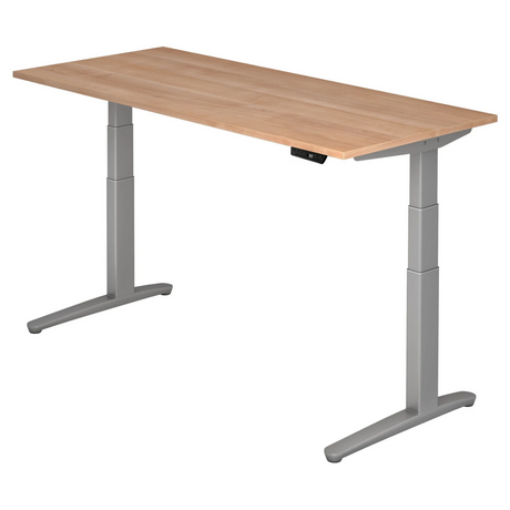 Elektrisch höhenverstellbarer Schreibtisch XBHM 19 SS in Nussbaum mit grauem Gestell von hjh OFFICE PRO