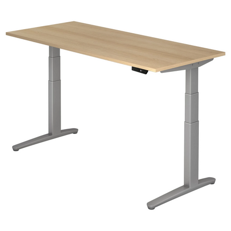 Elektrisch höhenverstellbarer Schreibtisch XBHM 19 SS in Eicheoptik mit silbernem Gestell von hjh OFFICE PRO