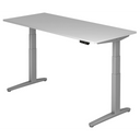 Elektrisch höhenverstellbarer Schreibtisch XBHM 19 SS in Grau mit digitalem Bedienfeld von hjh OFFICE PRO