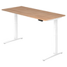 Elektrisch höhenverstellbarer Schreibtisch XBHM 19 WW mit Nussbaumplatte und weißem Gestell von hjh OFFICE PRO