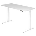 Elektrisch höhenverstellbarer Schreibtisch XBHM 19 WW in Weiß mit digitalem Display von hjh OFFICE PRO